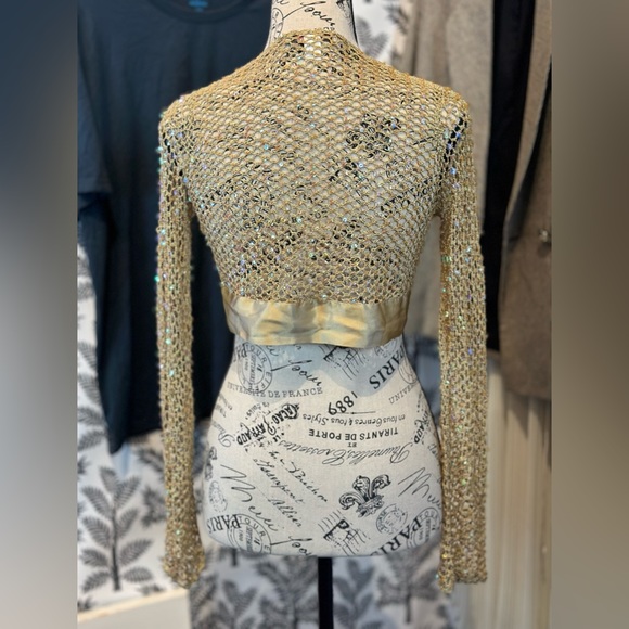 intuitions Gold with Iridescence Sequin Cardigan shrug size xsmall - Picture 7 of 13